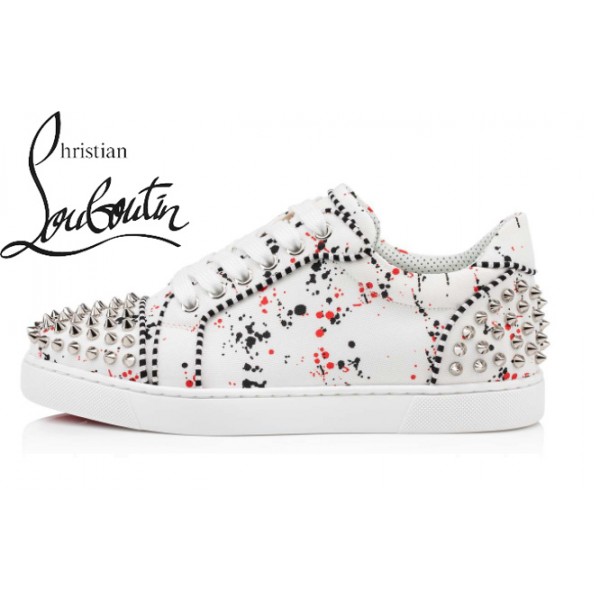 Cheap Outlet Sneakers Vieira 2 Flat in WHITE CREATIVE LEATHER,Christian Louboutin Queen