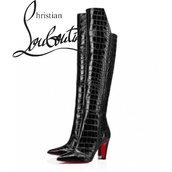 hed opretholde Etablering Christian Louboutin Queen Sale Tall Boots Slimini Botta in Black Calf,  Louboutin Outlet Store